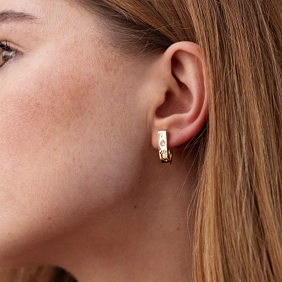 Золотые серьги "Ножки младенца" (фианиты) с08648 №2