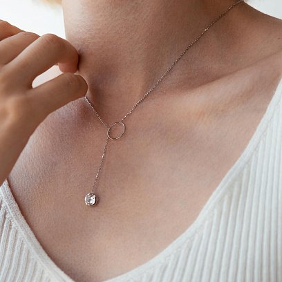 Срібне кольє "Марта" з фіанітом 181125 №3