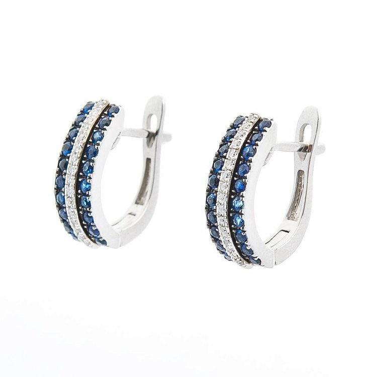 Золоті сережки (сапфір, діамант) сб02841 від ювелірного магазину Онікс