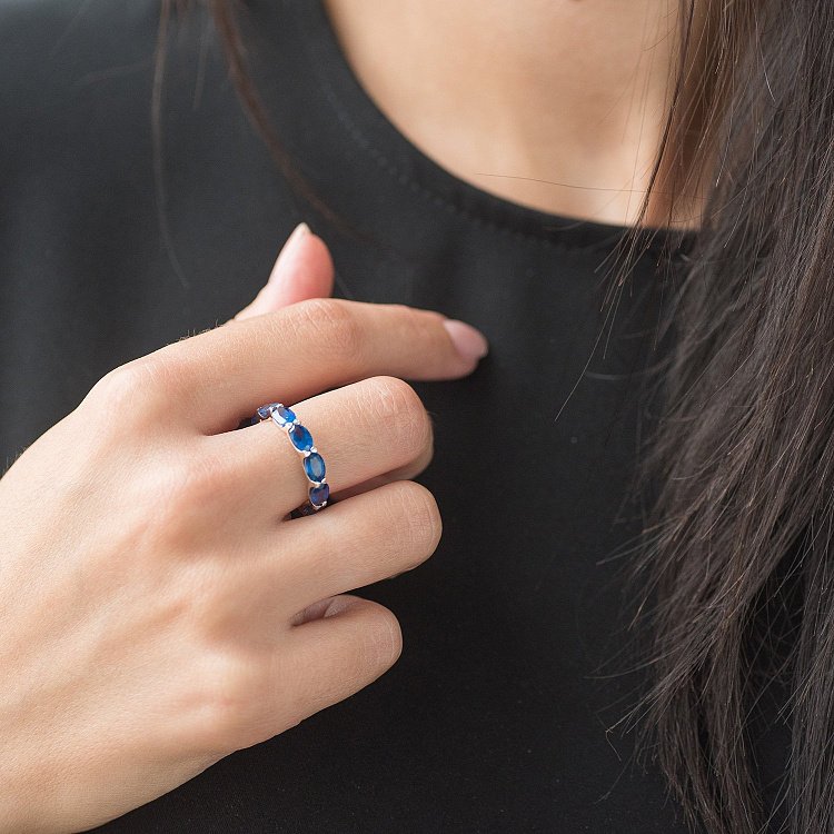 Золотое кольцо с сапфирами и бриллиантами кб0299gl от ювелирного магазина Оникс - 2