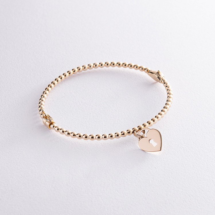 Жорсткий золотий браслет "Сердечко" б02775 від ювелірного магазину Онікс