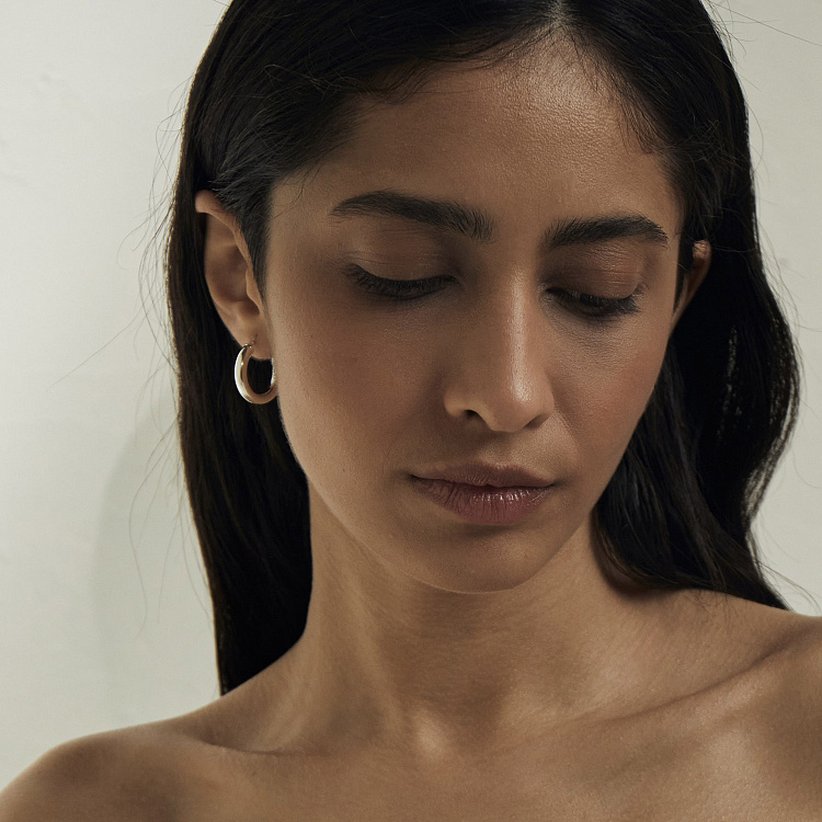 Серебряные серьги - кольца 123220 от ювелирного магазина Оникс - 21