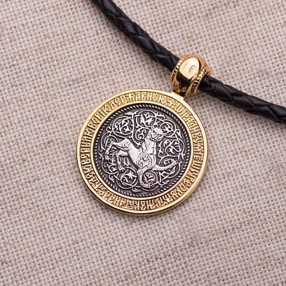 Серебряная подвеска с позолотой "Чудо Св. Георгия о змие" 131742 №8