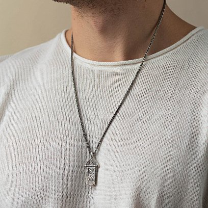 Серебряная ладанка "Божья матерь" с чернением 13602 №3