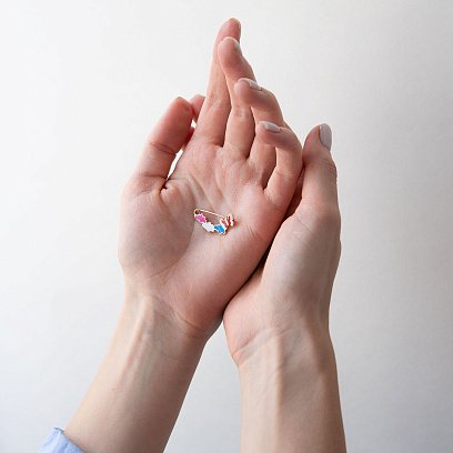 Золота шпилька "Метелик з хмарками" (емаль) зак00275 №2