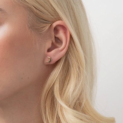 Серьги - пусеты "Луна" в желтом золоте с06948 №6