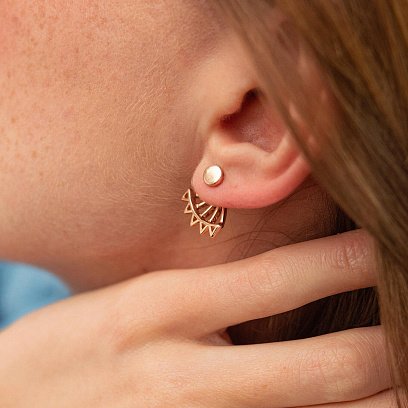 Серьги - джекеты "Фрида" в красном золоте с07954 №6