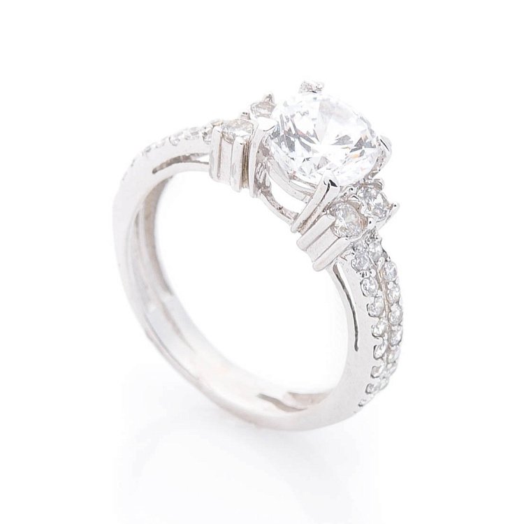 Золотое кольцо (фианиты) к01714ж от ювелирного магазина Оникс