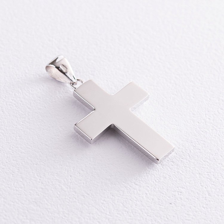 Крест в белом золоте (черные фианиты) п03492 от ювелирного магазина Оникс - 1