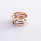 Тройное женское кольцо из белого, красного и желтого золота с фианитами к02205 от ювелирного магазина Оникс - 2