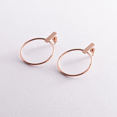 Сережки - пусети "Впевненість" у червоному золоті с07884 №4