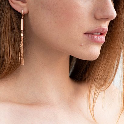 Висячие серьги в красном золоте с06873
