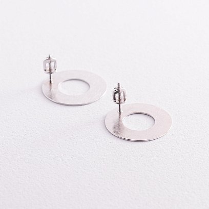 Золотые серьги - пусеты "Зеркальные" с07709 №3