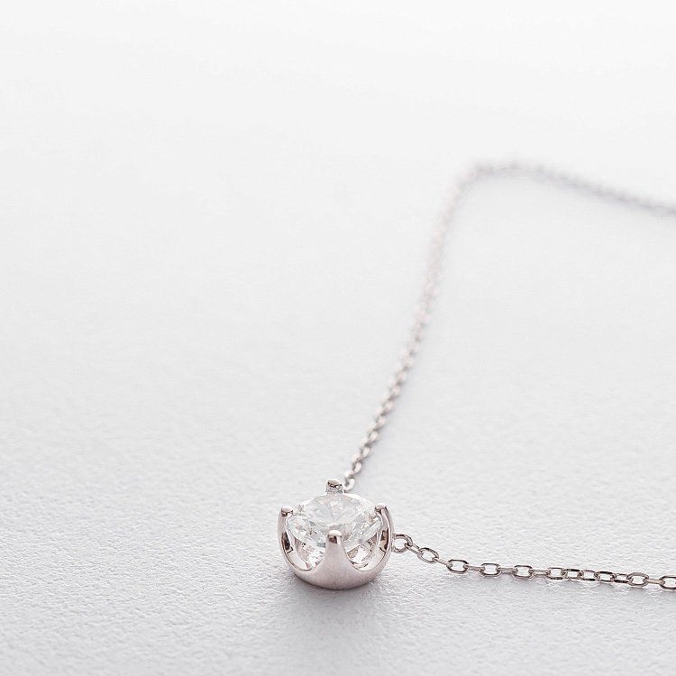 Срібне кольє з фіанітом 18825 від ювелірного магазину Онікс - 1