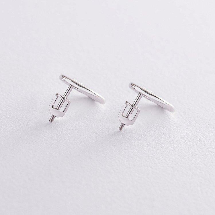 Сережки - пусети "Удача" в білому золоті (фіаніти) с06915 від ювелірного магазину Онікс - 2