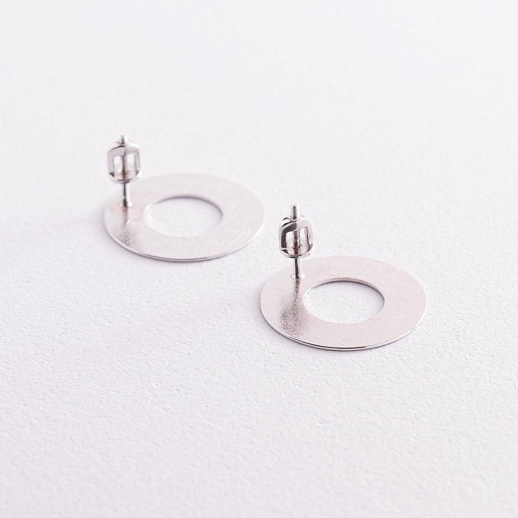 Золотые серьги - пусеты "Зеркальные" с07709 от ювелирного магазина Оникс - 3