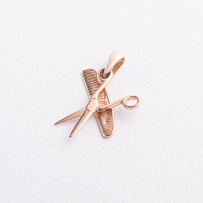 Золотой кулон "Ножницы и расческа" п03377 №3