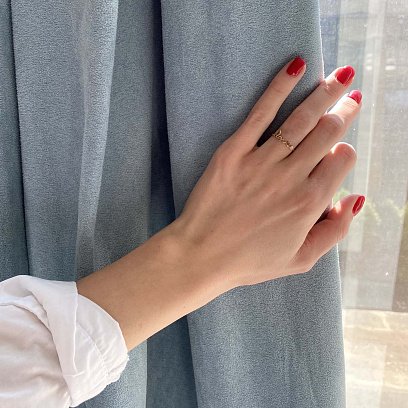 Каблучка "Love" в жовтому золоті з фіанітом к06762 №2