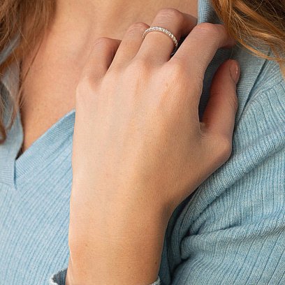 Золота каблучка з доріжкою каменів (діаманти) кб0455ca №4