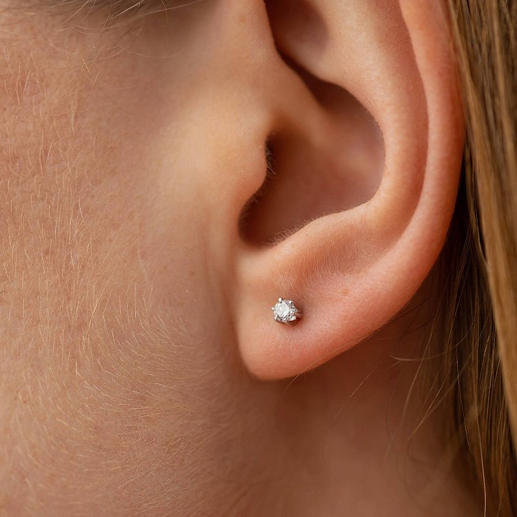 Сережки - пусети з діамантами (біле золото) 331671121 від ювелірного магазину Онікс - 3