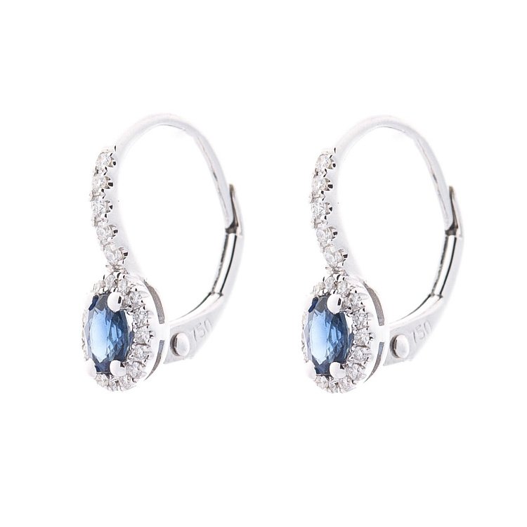 Золоті сережки (топаз "Лондон блакитний", діамант) сб0181са від ювелірного магазину Онікс - 1