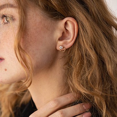 Сережки - пусети "Ейпріл" з фіанітами (жовте золото) с08224 №5