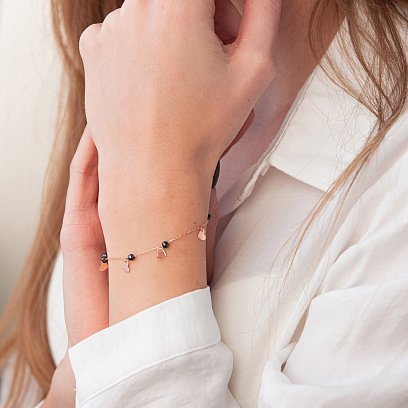 Золотой браслет "Сердечки" (фианиты) б04883 №2