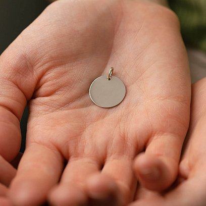 Кулон для гравіювання в білому золоті (17 мм) п03520 №2