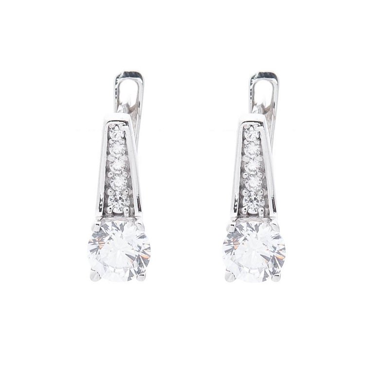 Золоті сережки з фіанітами с04096 від ювелірного магазину Онікс - 1