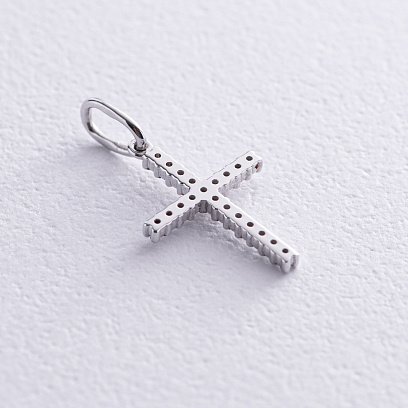 Хрестик у білому золоті з діамантами 18171121 №3