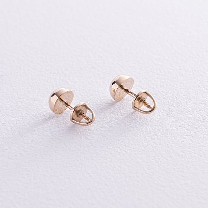 Сережки - пусети "Напівсфера" у жовтому золоті (0.7 см) с08203 №6