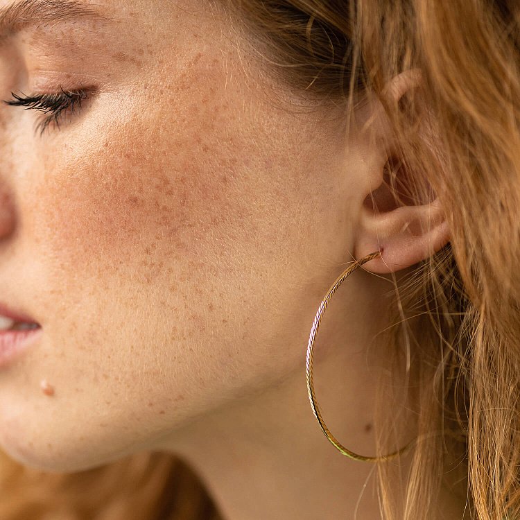 Серьги - кольца в желтом золоте (5.4 см) с08601 от ювелирного магазина Оникс - 4