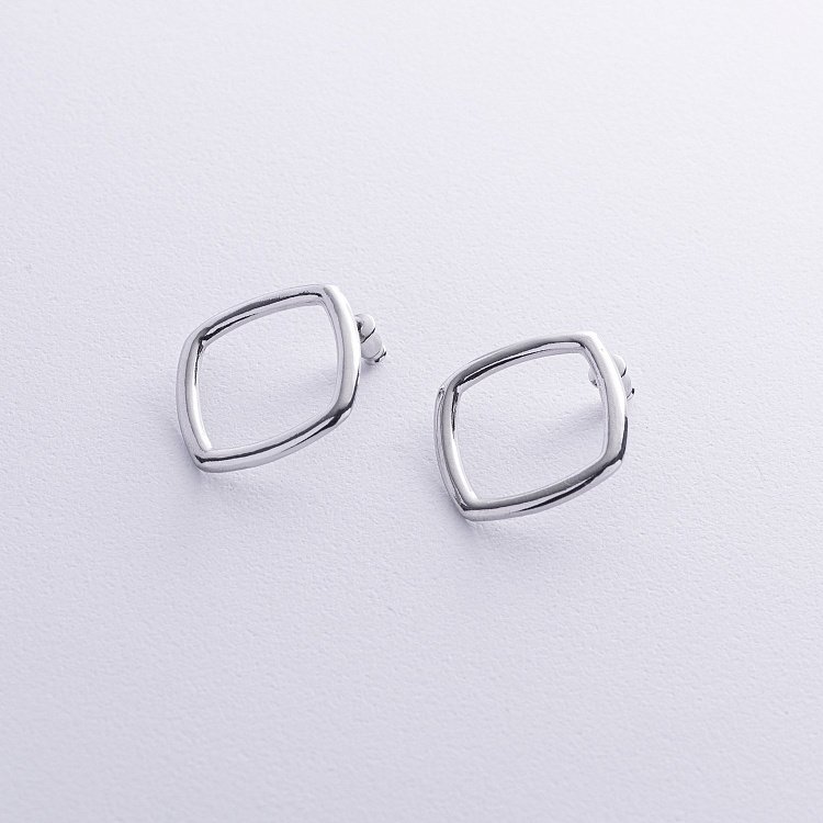 Срібні сережки - пусети "Ромби" 122643 від ювелірного магазину Онікс - 3