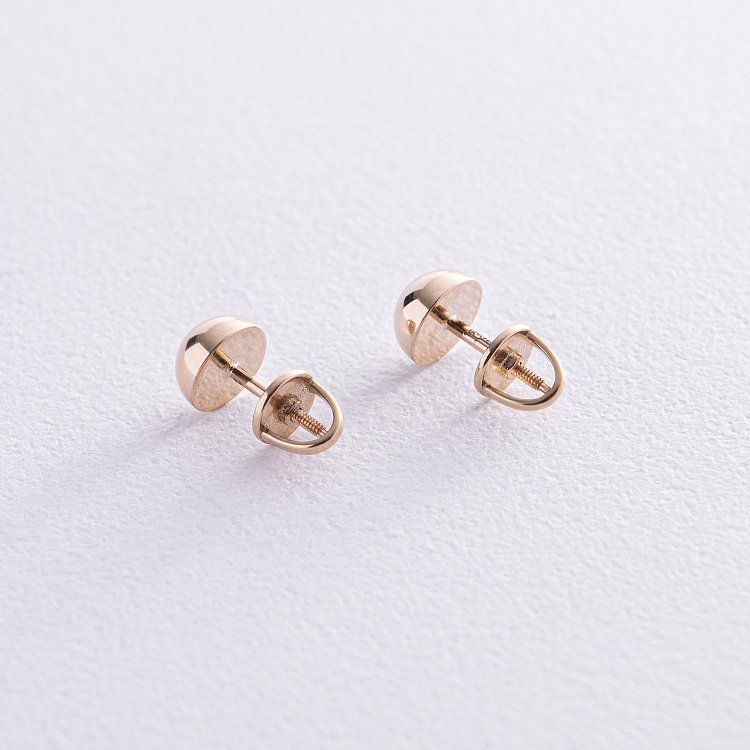 Сережки - пусети "Напівсфера" у жовтому золоті (0.7 см) с08203 від ювелірного магазину Онікс - 5