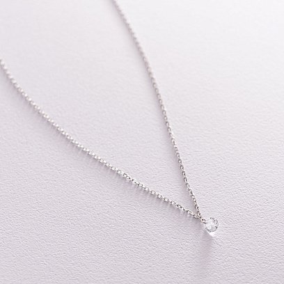 Серебряное колье с одним фианитом 181092