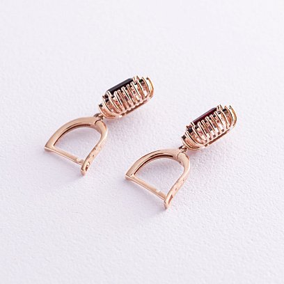 Золотые серьги с пиропом (гранатом) с04162 №3