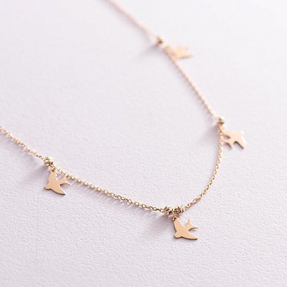 Кольє "Ластівки" у жовтому золоті кол02022 №3