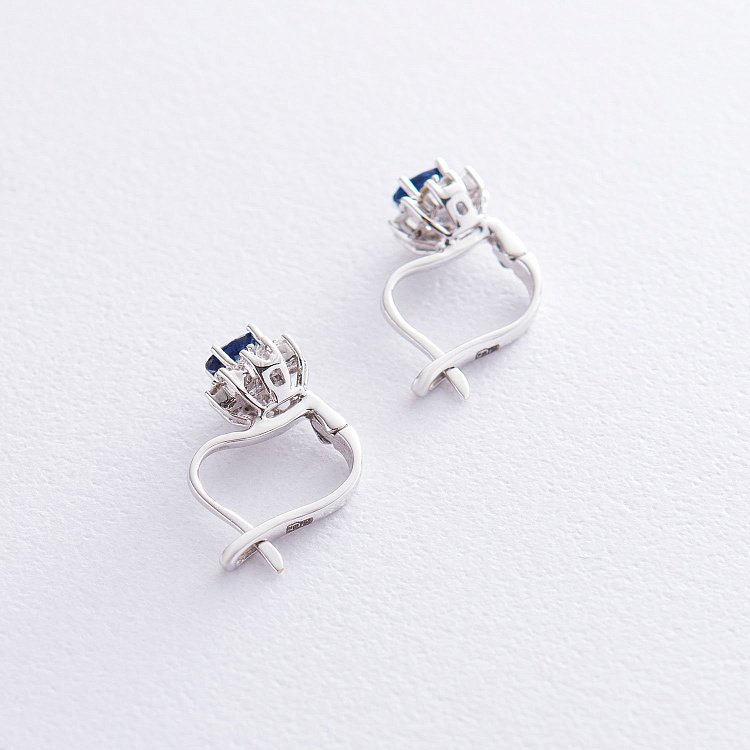 Золотые серьги с сапфирами и бриллиантами LDE0512-p от ювелирного магазина Оникс - 2