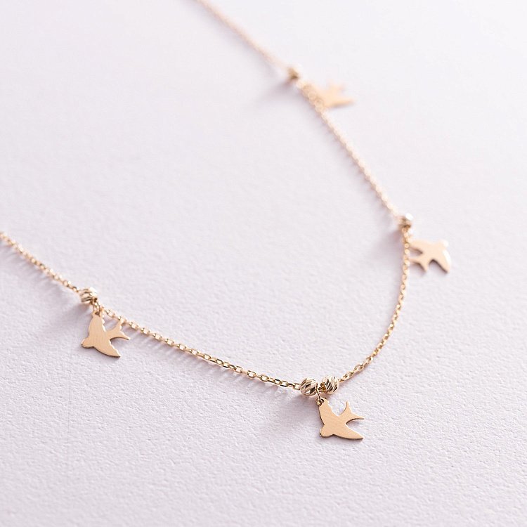 Кольє "Ластівки" у жовтому золоті кол02022 від ювелірного магазину Онікс - 2