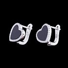 Срібні сережки "Серце" (фіаніти, онікс) 121821 от ювелирного магазина Оникс - 2