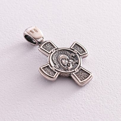 Серебряный крест с чернением "Спас. Касперовская икона Божией Матери" 13373 №5