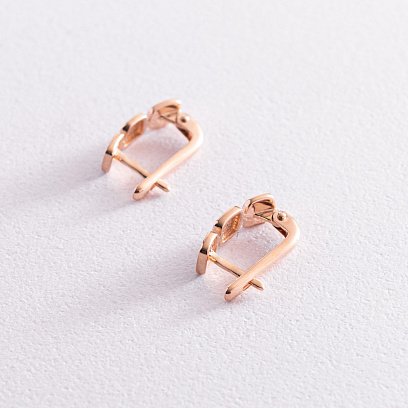 Золотые серьги с фианитами и эмалью 420400е №6