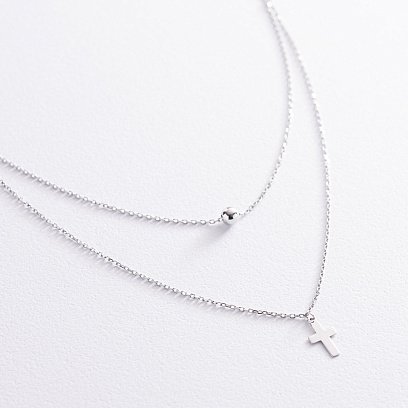 Подвійне золоте кольє "Куля і хрестик" кол01923