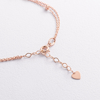 Подвійний золотий браслет "Сердечко" б05840 №3