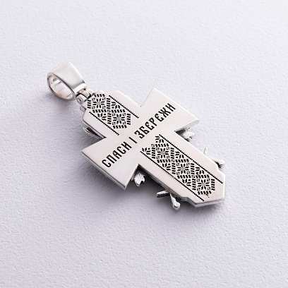 Серебряный крест "Український козак. Слава Україні. На звороті - Спаси і Збережи" 133231 №8