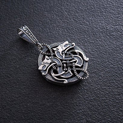 Серебряный кулон "Волки Рода" с деревом 088 №3