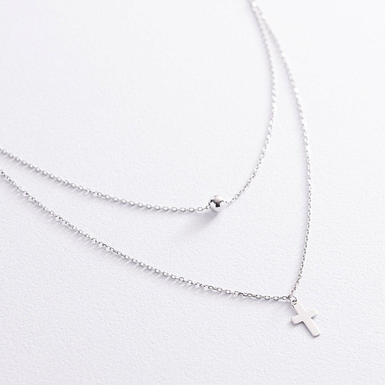 Подвійне золоте кольє "Куля і хрестик" кол01923 від ювелірного магазину Онікс