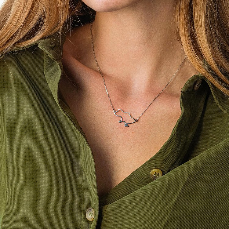 Кольє "Карта України" у білому золоті 4034б від ювелірного магазину Онікс - 3