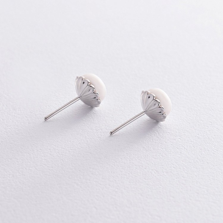 Сережки - пусети з перлами (срібло) 121024 від ювелірного магазину Онікс - 2