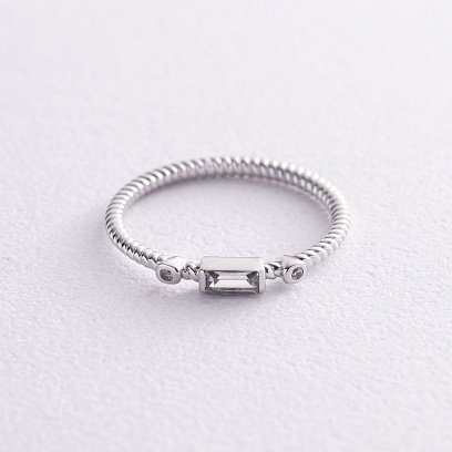 Каблучка "Кайла" в білому золоті (фіаніти) к07400